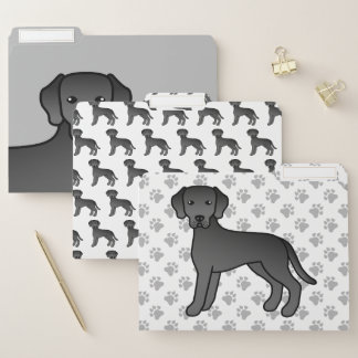 Black Labrador Retriever Cute Cartoon Dog File Folder