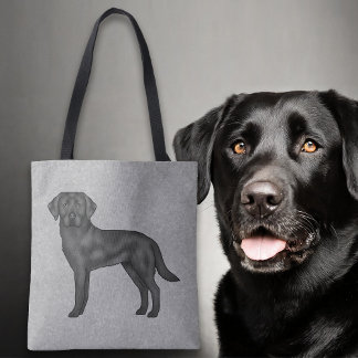 Black Labrador Retriever Cute Cartoon Dog Gray Tote Bag