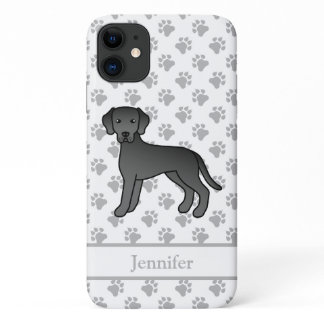 Black Labrador Retriever Cute Cartoon Dog &amp; Name iPhone 11 Case