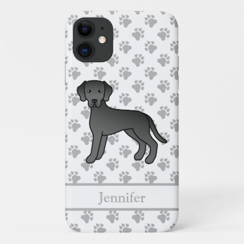 Black Labrador Retriever Cute Cartoon Dog  Name iPhone 11 Case
