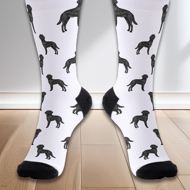 Black Labrador Retriever Cute Cartoon Dog Pattern Socks (Creator Uploaded)
