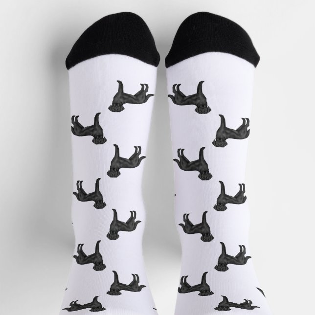 Black Labrador Retriever Cute Cartoon Dog Pattern Socks (Top)