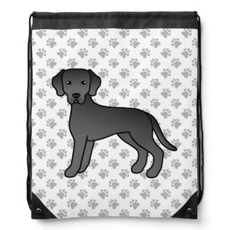 Black Labrador Retriever Cute Cartoon Dog &amp; Paws Drawstring Bag