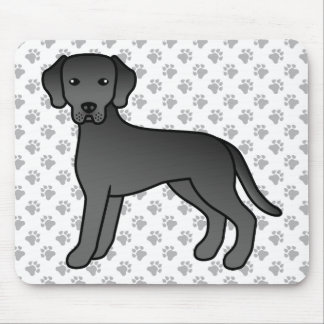 Black Labrador Retriever Cute Cartoon Dog &amp; Paws Mouse Pad