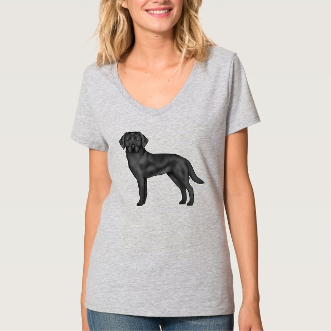 Black Labrador Retriever Cute Cartoon Dog T-Shirt (Front)
