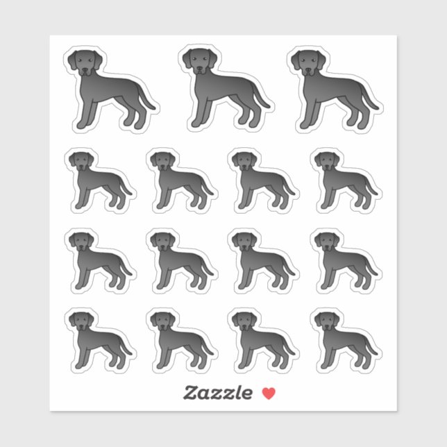 Black Labrador Retriever Cute Cartoon Dogs Sticker (Sheet)