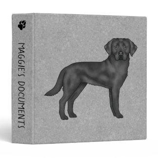 Black Labrador Retriever Cute Cartoon Lab Dog Gray 3 Ring Binder