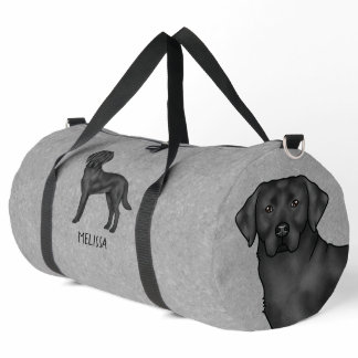 Black Labrador Retriever Cute Cartoon Lab Dog Gray Duffle Bag