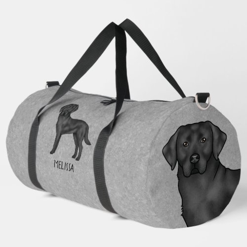 Black Labrador Retriever Cute Cartoon Lab Dog Gray Duffle Bag