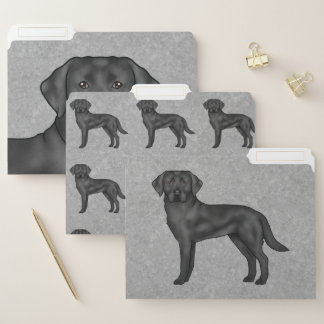 Black Labrador Retriever Cute Cartoon Lab Dog Gray File Folder