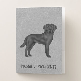 Black Labrador Retriever Cute Cartoon Lab Dog Gray Pocket Folder