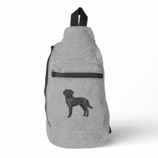 Black Labrador Retriever Cute Cartoon Lab Dog Gray Sling Bag