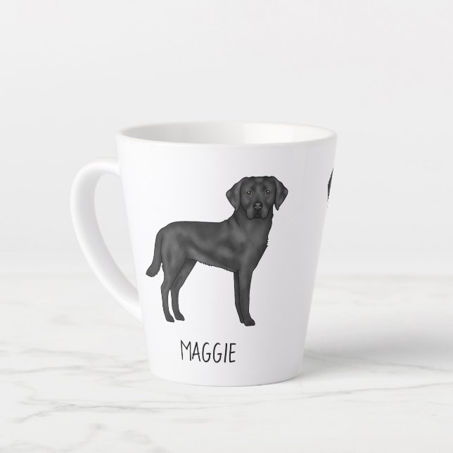 Black Labrador Retriever Cute Dog Design Your Name Latte Mug (Left Angle)