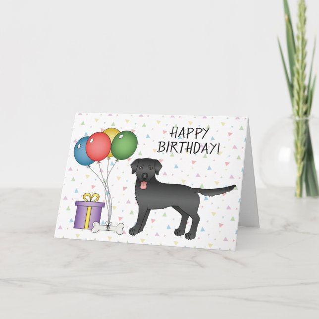 Black Labrador Retriever Cute Dog Happy Birthday Card (Front)