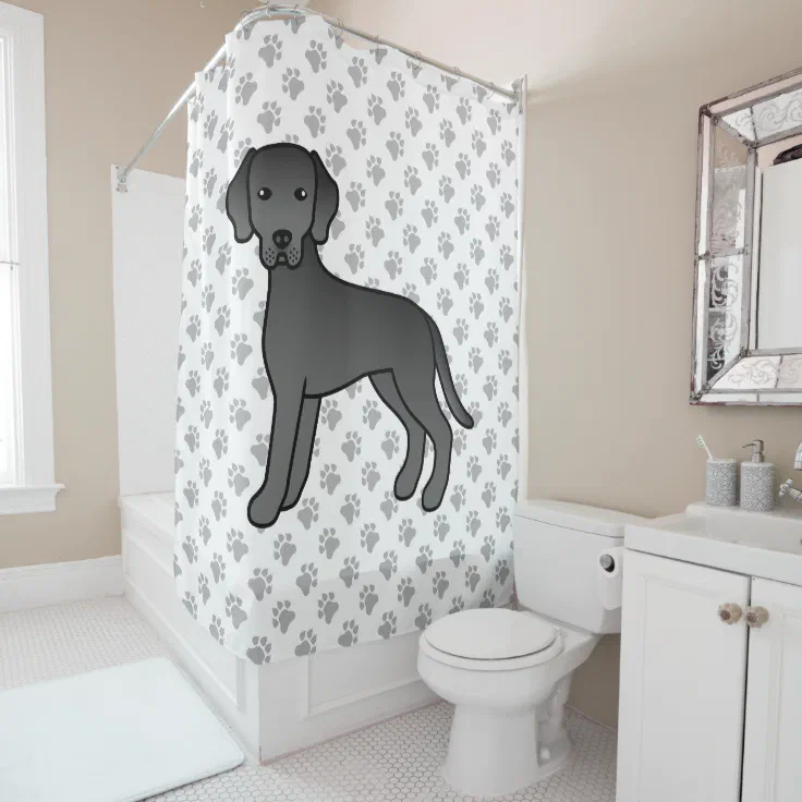 Black Labrador Retriever Cute Dog & Paws Shower Curtain Zazzle