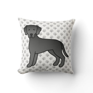 Black Labrador Retriever Cute Dog &amp; Paws Throw Pillow