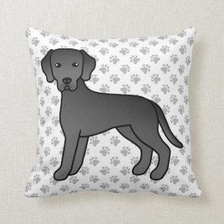 Black Labrador Retriever Cute Dog &amp; Paws Throw Pillow