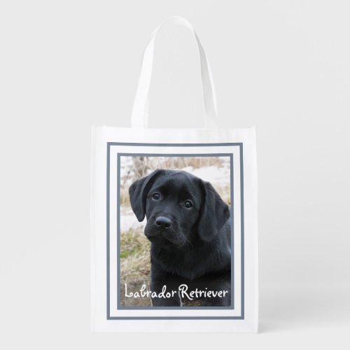 Black Labrador Retriever _ Cute Dog Puppy Grocery Bag
