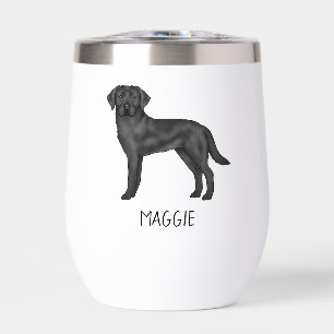 Black Labrador Retriever Cute Lab Dog And Any Name Thermal Wine Tumbler