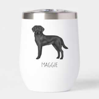 Black Labrador Retriever Cute Lab Dog And Any Name Thermal Wine Tumbler