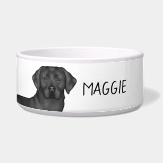 Black Labrador Retriever Cute Lab Dog Custom Name Bowl