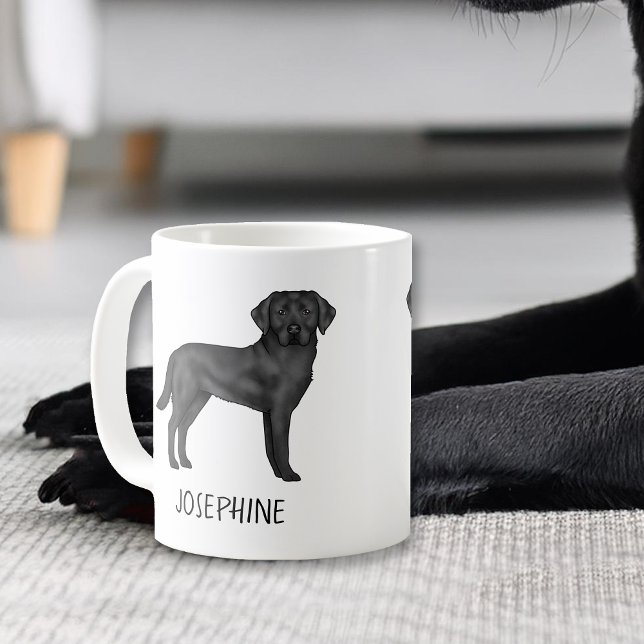 Black Labrador Retriever Cute Lab Dog Custom Name Coffee Mug (Creator Uploaded)