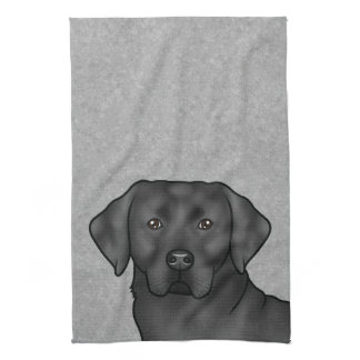 Black Labrador Retriever Cute Lab Dog Head Gray Kitchen Towel