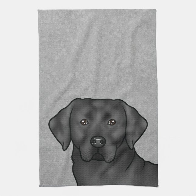 Black Labrador Retriever Cute Lab Dog Head Gray Kitchen Towel (Vertical)