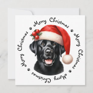 Black Labrador Retriever Cute Merry Christmas Holiday Card
