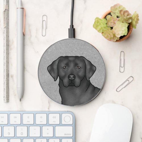 Black Labrador Retriever Cute Portrait Dog Head Wireless Charger