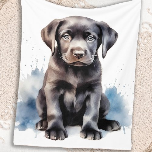 Black Labrador Retriever Cute Puppy Dog  Fleece Blanket