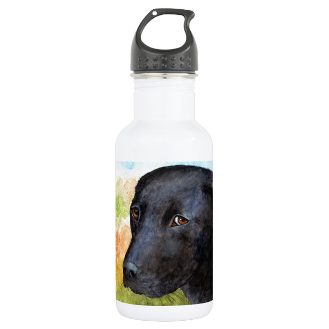Black Labrador Retriever Dog 115 Water Bottle (Front)