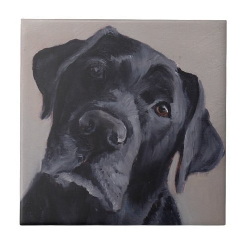 Black Labrador Retriever Dog Art Ceramic Tile