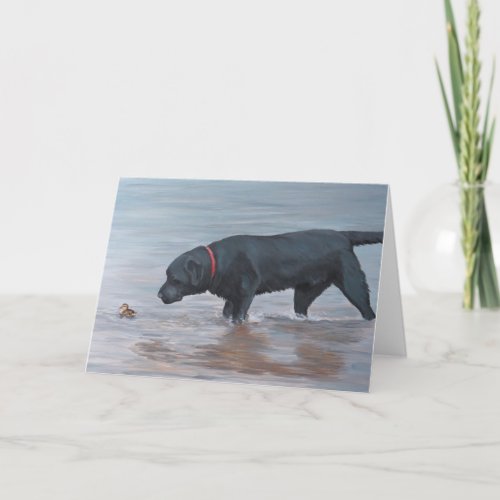 Black Labrador Retriever Dog Art Greeting Card