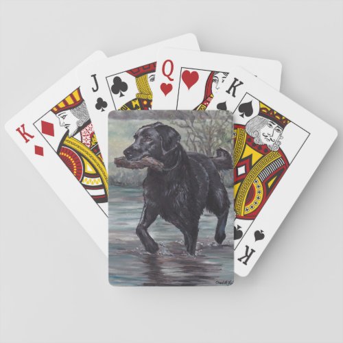 Black Labrador Retriever Dog Art Playing Cards