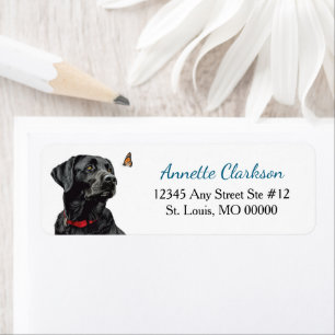 Black Labrador Retriever Dog Butterfly Wonder Label