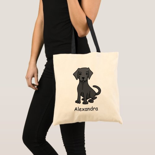 Black labrador retriever dog custom name tote bag