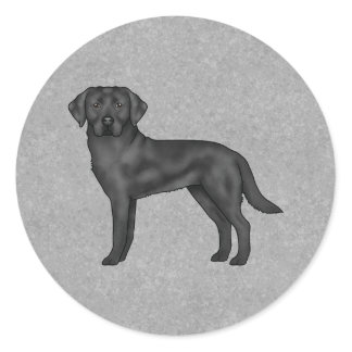 Black Labrador Retriever Dog Cute Canine Gray Classic Round Sticker