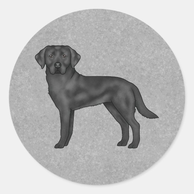 Black Labrador Retriever Dog Cute Canine Gray Classic Round Sticker (Front)