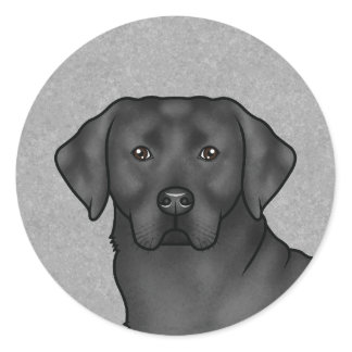 Black Labrador Retriever Dog Cute Portrait Gray Classic Round Sticker