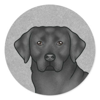 Black Labrador Retriever Dog Cute Portrait Gray Classic Round Sticker