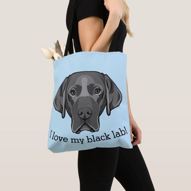 Black Labrador Retriever Dog Design Tote Bag (Close Up)
