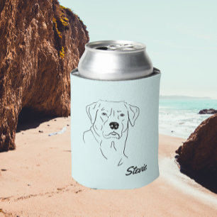 Black Labrador Retriever dog drawing Can Cooler