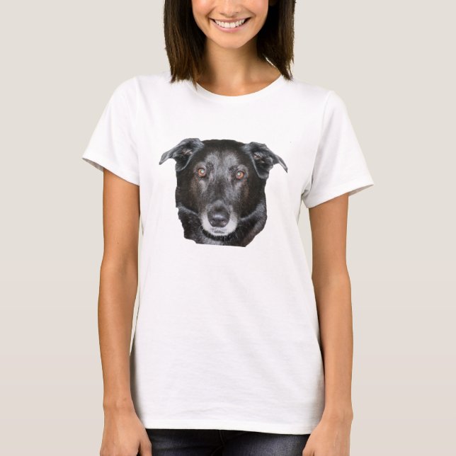 Black Labrador Retriever Dog Face T-Shirt (Front)