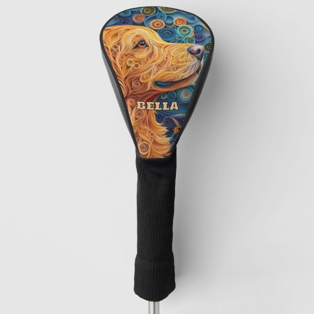 Black Labrador Retriever Dog Golf Head Cover (Front)