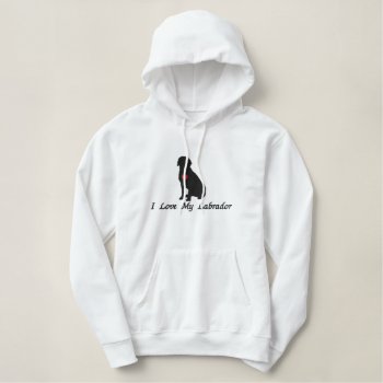 Black Labrador Retriever Dog Heart Detail Embroidered Hoodie by Ricaso_Graphics at Zazzle