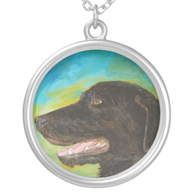 Black Labrador Retriever Dog Jewelry Necklace (Front)