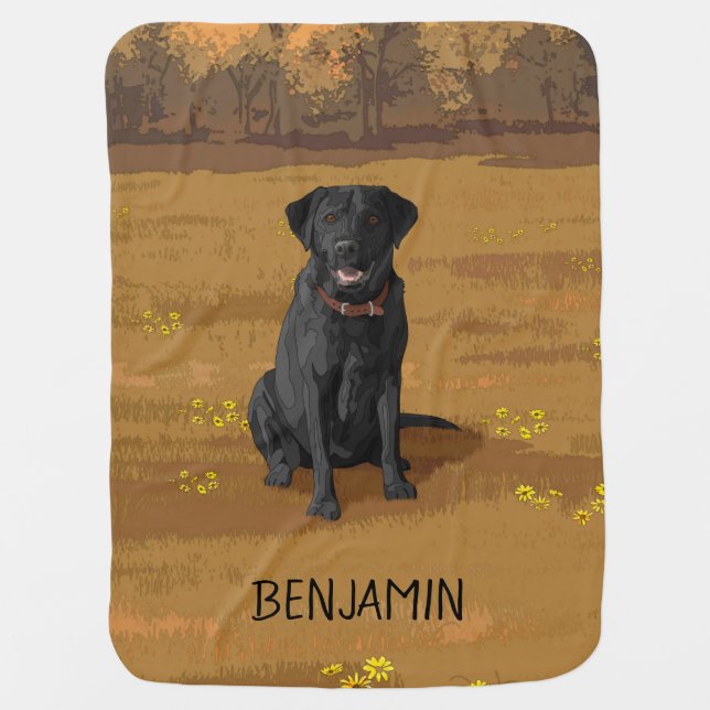Black Labrador Retriever Dog Lover Baby Blanket (Front)