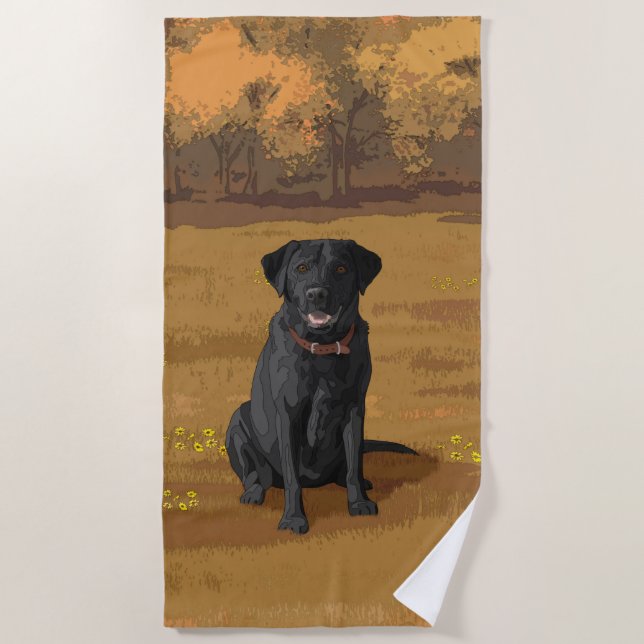 Black Labrador Retriever Dog Lover Beach Towel (Front)