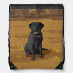 Black Labrador Retriever Dog Lover Drawstring Bag